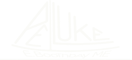 The Paul E. Luke mark: the letters drawn as a gaff sloop above the words East Boothbay, Maine.